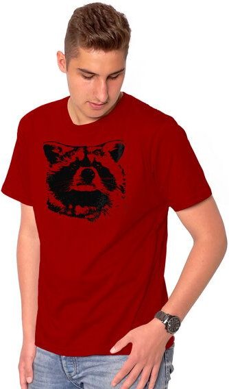 HANDGEDRUCKT "Waschbär" Männer T-Shirt reine Biobaumwolle (kbA)