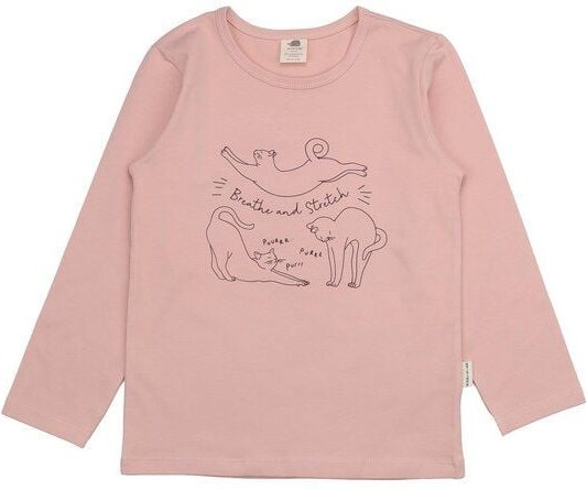 Kinder Langarmshirt GOTS-zertifiziert aus Bio-Baumwolle rosé mit Katzen-Motiv – Walkiddy