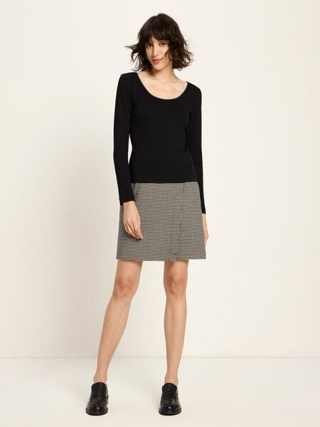 LANIUS Langarmshirt (GOTS) mit Spitzenkante aus Bio-Baumwolle