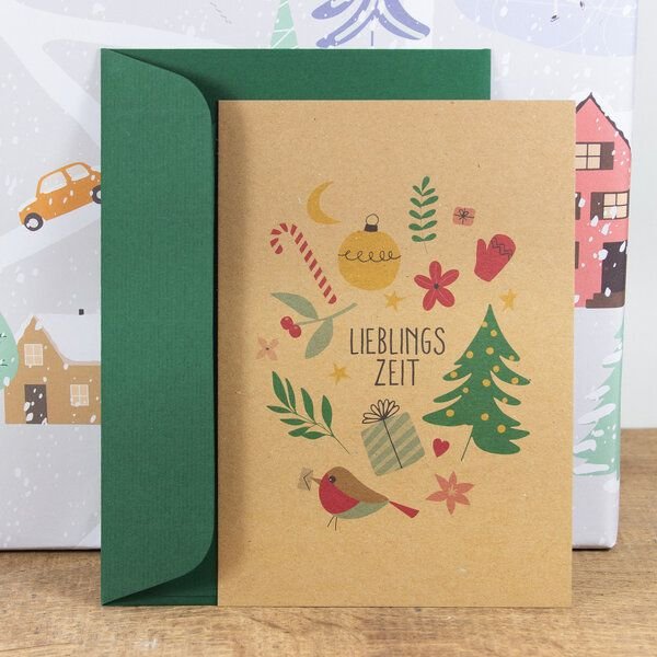 Bow & Hummingbird Postkarte Lieblingszeit, wahlweise mit Briefumschlag