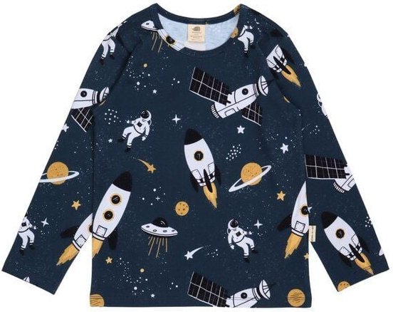 Kinder Langarmshirt Space Trip Bio-Baumwolle – GOTS-zertifiziertes Walkiddy Shirt mit Weltraum-Print, weich, bequem & pe...