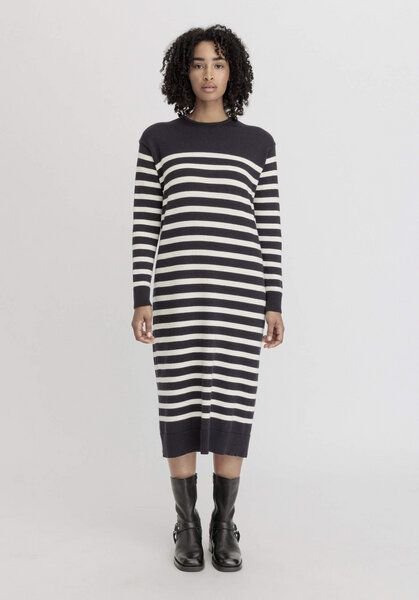 hessnatur Strickkleid Streifen Midi Relaxed aus reiner Bio-Baumwolle und weicher Schurwolle