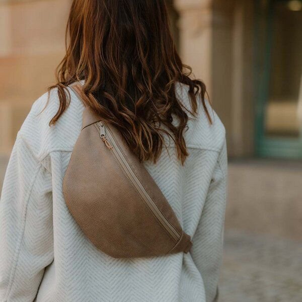 BOWLEANIES TASCHEN Große XXL Gürteltasche aus Lederfaserstoff