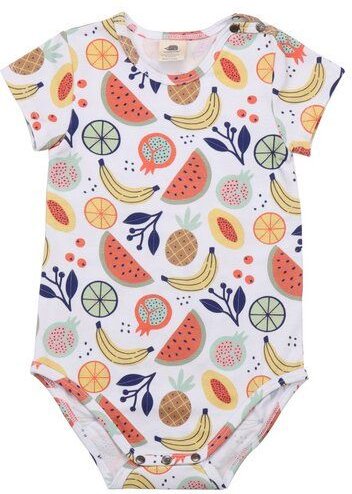 Baby Body GOTS zertifiziert Bio-Baumwolle, Offwhite, Früchte-Muster, Walkiddy