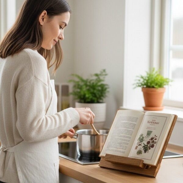 Baumkrone Flexibler Kochbuchständer aus Eichenholz