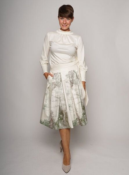 Peaces.bio - handbedruckte Biomode Bio Kellerfalten-Wickelrock mit Kunstdruck Eichentraum