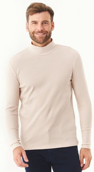 ORGANICATION Geripptes Langarmshirt aus Bio-Baumwolle mit Rollkragen