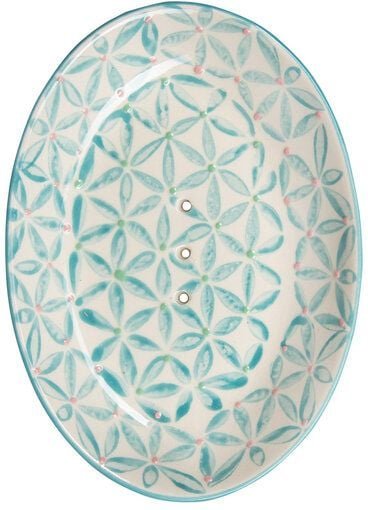 TRANQUILLO Ovale Seifenschale aus Steinzeug mit bunten Mustern 14 cm