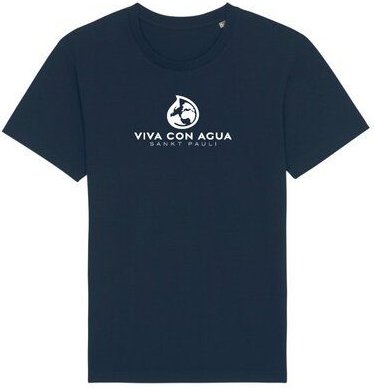 Biobaumwoll Unisex T-Shirt mit Viva con Agua Logo in Weiss und Dunkelblau