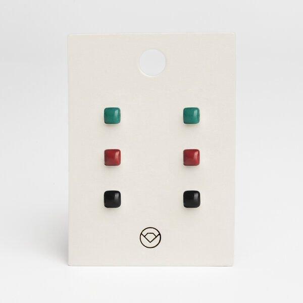 ALEXASCHA 3er Set Ohrringe bunt • Geometrische Ohrstecker aus Glas