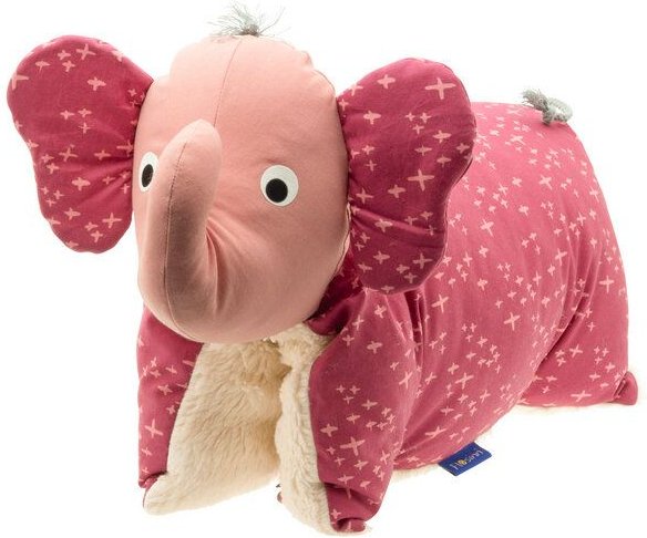 Flosinn Kuschelkissen Elefant als Reisekissen mit Teddyplüsch aus Baumwolle. Personalisierbar