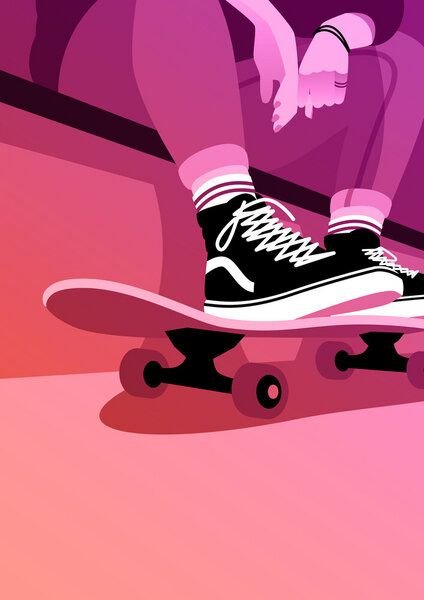 Photocircle Poster / Leinwandbild - Sneakers und Skateboard