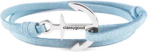 Classygood. Anker Armband Edelstahl - Silber - Alcantara-Leder Band
