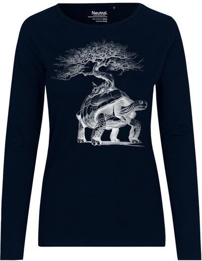 HANDGEDRUCKT "Lange Reise" Frauen Longsleeve aus reiner Biobaumwolle (kbA)
