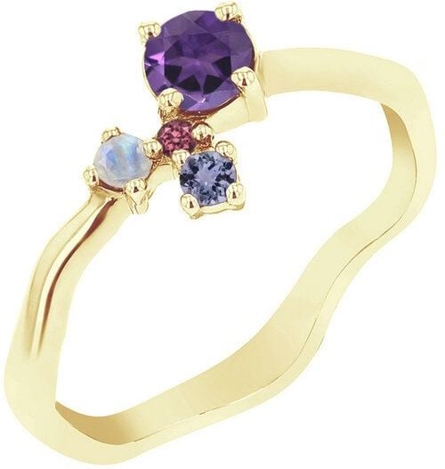 Thumbnail - Eppi Lila Cluster Ring mit Amethyst und Edelsteinen Roche