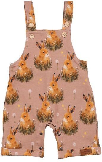 Baby Strampler GOTS zertifiziert – Altrosa mit Hasenmotiv, ärmellos, weich & bequem | von Walkiddy