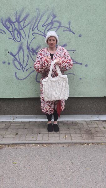 PANAPUFA handgefertigte Shopper-Tasche aus dicker Wolle