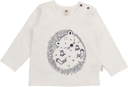 Baby Langarmshirt GOTS zertifiziert, creme, Igel-Print „Tiny Hedgehogs“, weich – Walkiddy