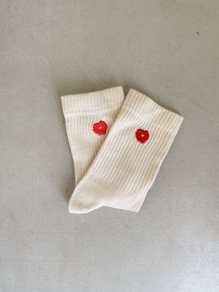 Jutelaune Red Flower Socks - GRS und OEKO-TEX Zertifizierungen