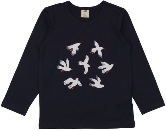 Mädchen Langarmshirt Bio-Baumwolle „Navy“ blau, weiches Jerseyshirt von Walkiddy für Schulkinder, vielseitiges Basic Obe...