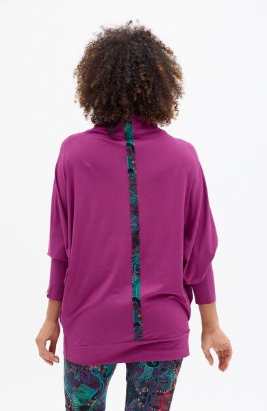 Tunika Mango – Lockerer Schnitt im „Fledermaus“-Stil – Fließender Stehkragen am Hals – Farbenfrohes Print KOKOworld – Fa...