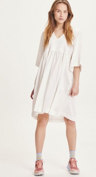 KnowledgeCotton Apparel Midi Kleid - HEATHER cotton crepe A-shape dress - aus Bio-Baumwolle