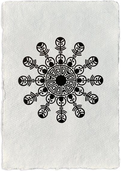 Thumbnail - Veskor Cassiopeia KORNKREIS II Linoldruck | 21 x 29,7 cm (A4) | Schwarz auf Naturweiß