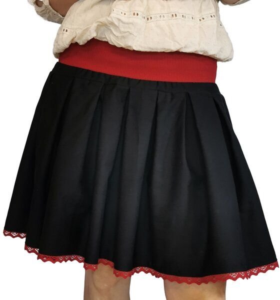 liebewicht Rock Faltenrock schwarz rot aus Biobaumwolle für Damen