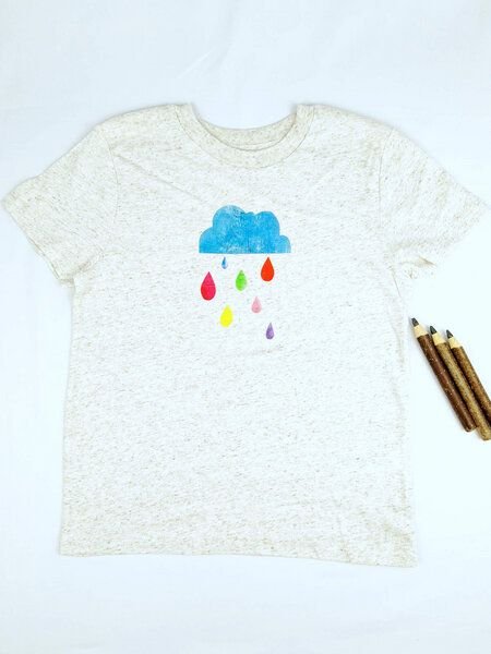 Meladi Kinder Shirt aus Biobaumwolle - Regenwolke auf Eco Heather