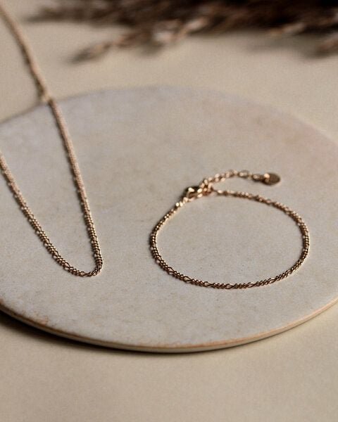 lille mus Schmuckset Armband + Kette 'Figaro' 925 Silber / vergoldet