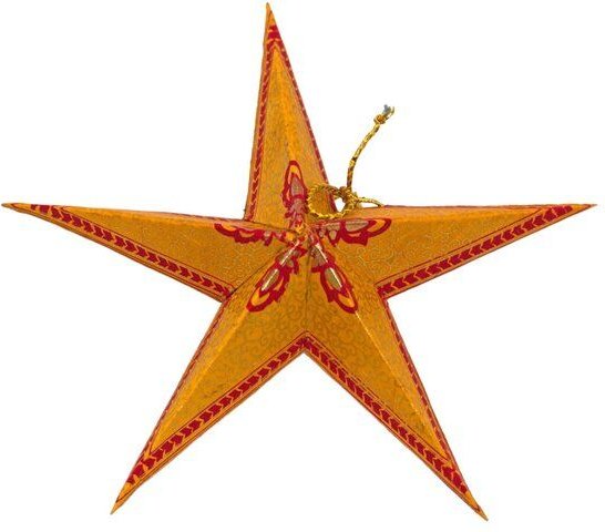 BAGHI Dekosterne Set mit 5 Stck. aus handgeschöpftem und handbedrucktem Seidelbastpapier faltbar