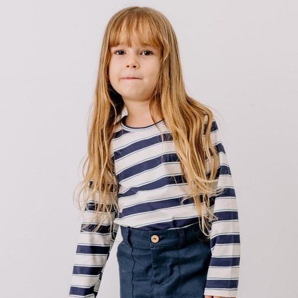 Kinder Langarmshirt GOTS-zertifiziert aus Bio-Baumwolle blau-weiß gestreift – Walkiddy