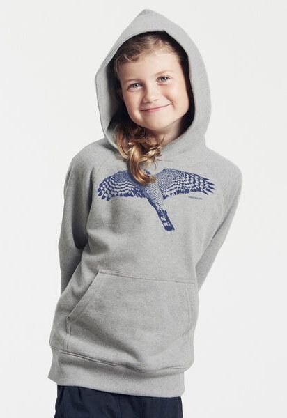 Peaces.bio - handbedruckte Biomode Bio-Kinder-Kapuzen-Sweatshirt "Sperber"