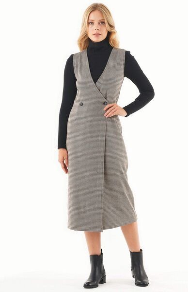 ORGANICATION Kleid aus Bio-Baumwolle-Mix mit Hahnentrittmuster