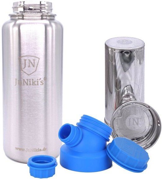 JN JuNiki's JuNiki's isolierte Edelstahl Trinkflasche 1 Liter + Teefilter