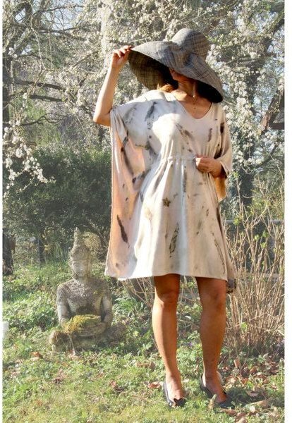 B.e Quality Naturdruck - Einheitsgröße - verstellbares Kleid, Bio-Pima Baumwolle