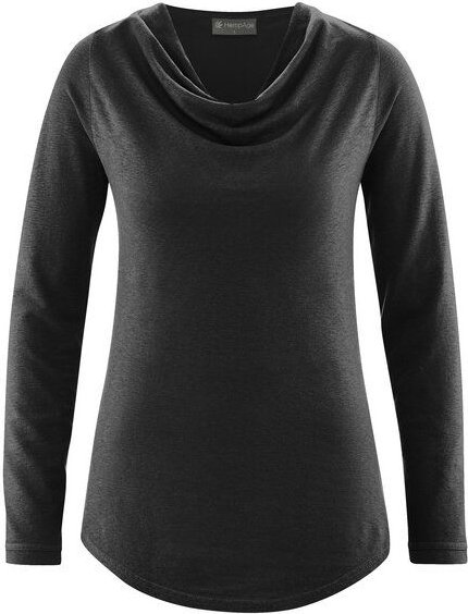 HempAge Langarmshirt mit Wasserfallkragen Hanf/Lyocell