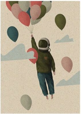 matabooks® A6 Postkarte mit Austronaut aus nachhaltigem Graspapier – Spacewalker