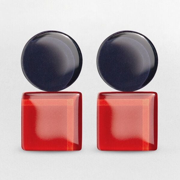 ALEXASCHA Geometrische Clip Ohrringe aus Glas | Bauhaus Design | 16 Farbkombinationen