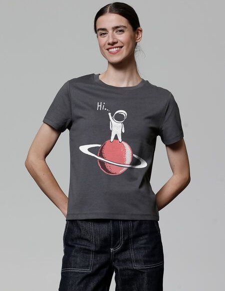 watapparel T-Shirt Frauen Astronaut says Hi