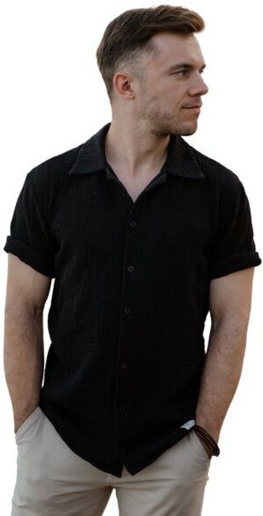 Hutch&Putch Kurzarm Musselin Herrenhemd - Business Casual Freizeit - aus 100% Bio-Baumwolle