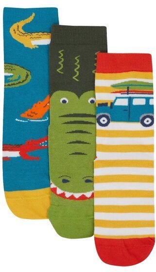 Frugi Kindersocken in Dreierpack mit Krokodile