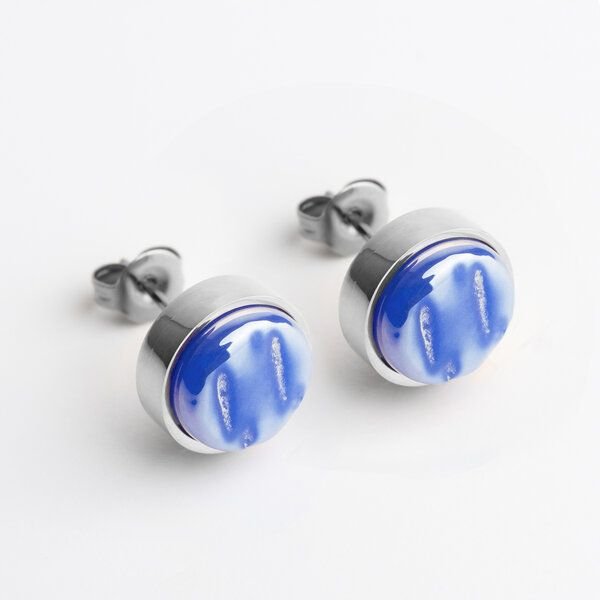 ALEXASCHA Edelstahl Ohrstecker mit Glasstein | Silber