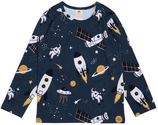 Kinder Langarmshirt Space Trip Bio-Baumwolle – GOTS-zertifiziertes Walkiddy Shirt mit Weltraum-Print, weich, bequem & pe...