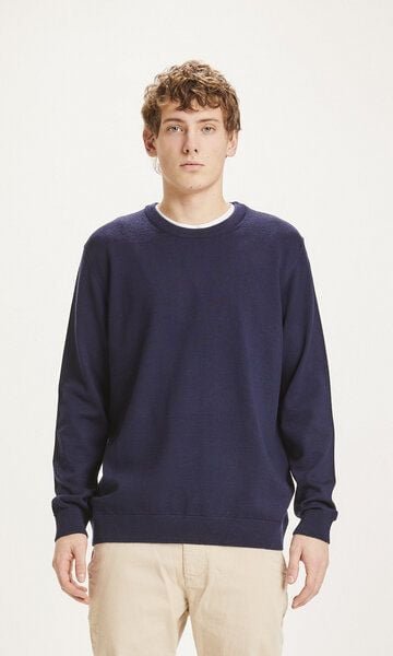 Thumbnail - KnowledgeCotton Apparel Strickpullover - FORREST O-neck merino wool plain knit