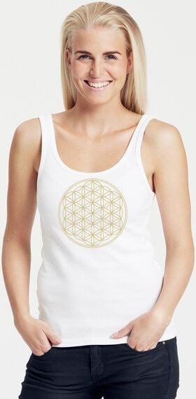 Peaces.bio - handbedruckte Biomode Bio Damen Tank-Top "Die Blume des Lebens"