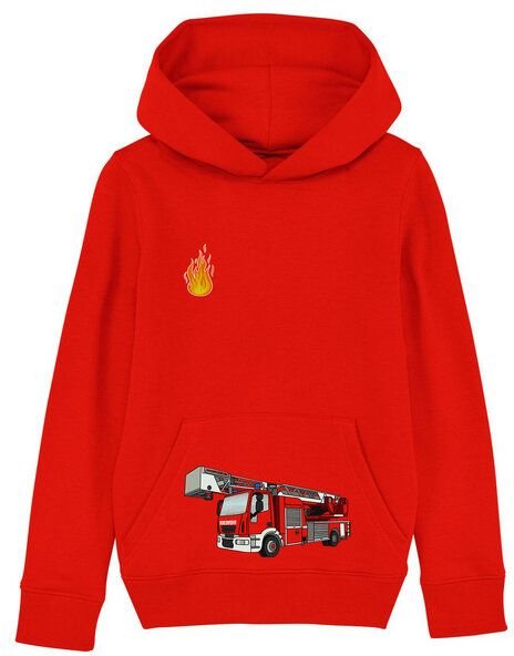Spangeltangel Kinder-Hoodie "Feuerwehr" rot