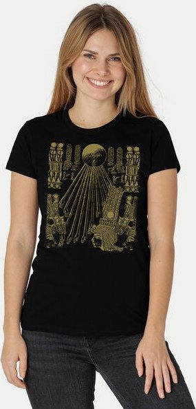 Peaces.bio - handbedruckte Biomode Damen Fit T-Shirt Sonnenscheibe Aton