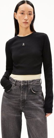 ARMEDANGELS JAALITAA LOGO Damen Ripp-Longsleeve Slim Fit aus Bio-Baumwoll Mix