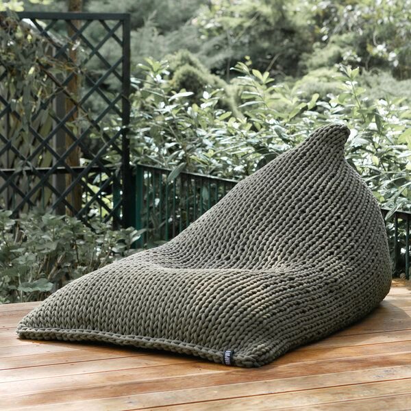 PANAPUFA Riesiger Chunky-Strick Sessel Bean Bag XXL Strick-Sitzsack Handgestrickter
